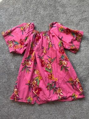 Free People Bright Pink Floral Mini Dress/Tunic
